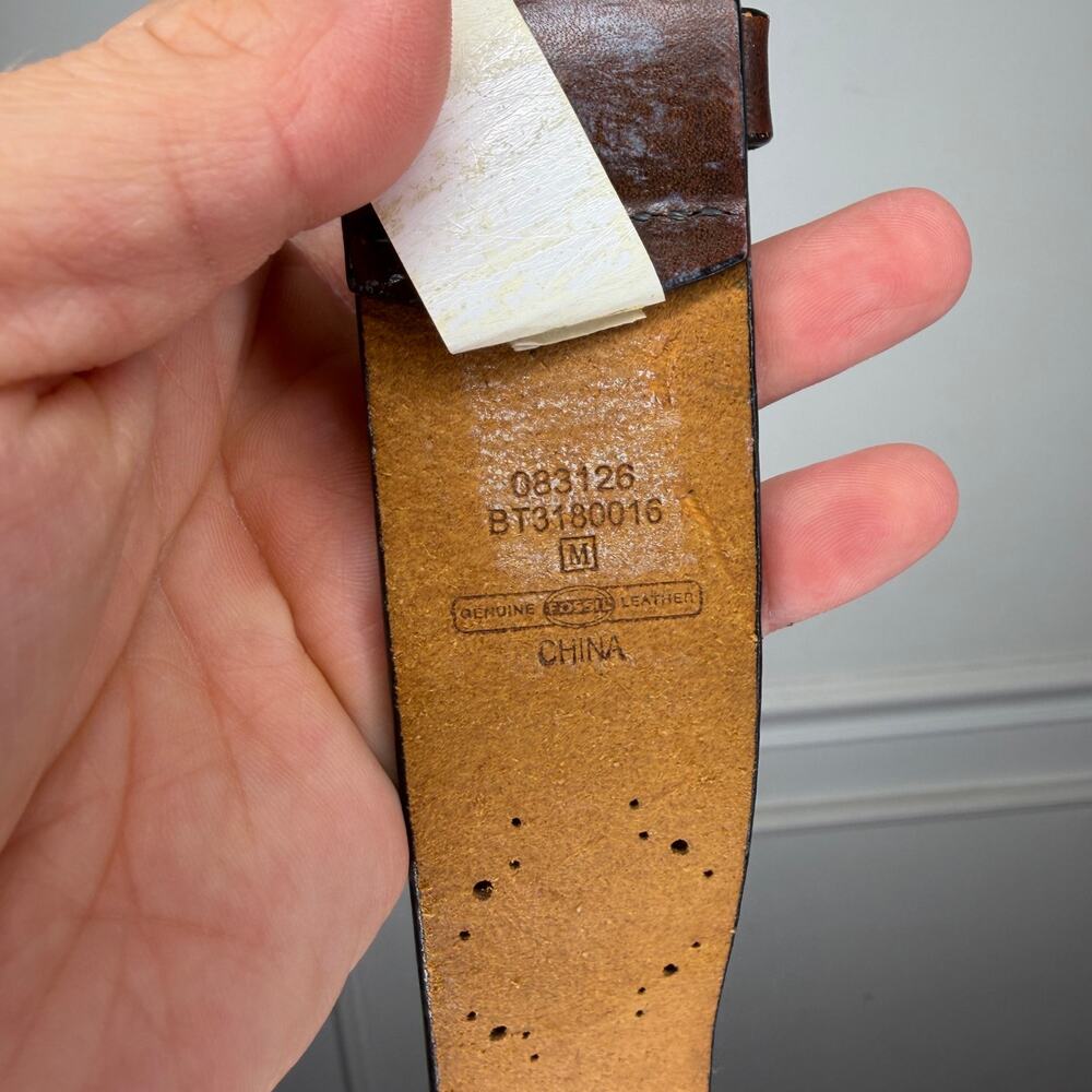 Fossil Vintage Brown Leather Patchwork Belt Womens Medium - Picture 7 of 7